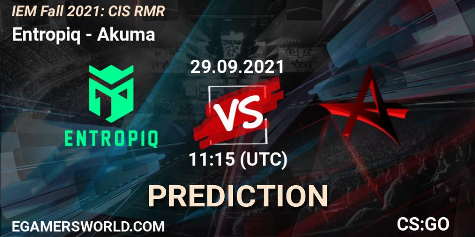 Entropiq vs Akuma: Match Prediction. 29.09.2021 at 11:15, Counter-Strike (CS2), IEM Fall 2021: CIS RMR