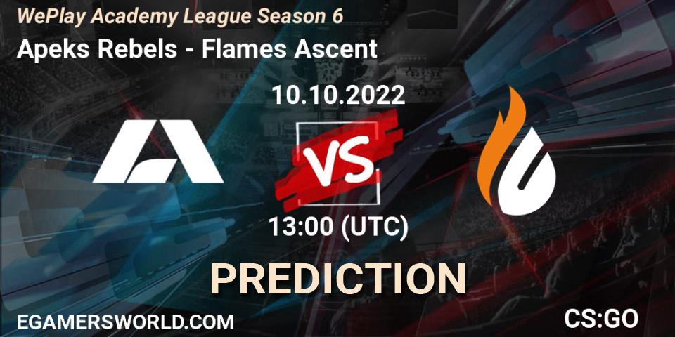 Apeks Rebels vs Flames Ascent: Match Prediction. 12.10.22, CS2 (CS:GO), WePlay Academy League Season 6