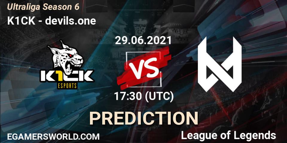 K1CK vs devils.one: Match Prediction. 29.06.21, LoL, Ultraliga Season 6