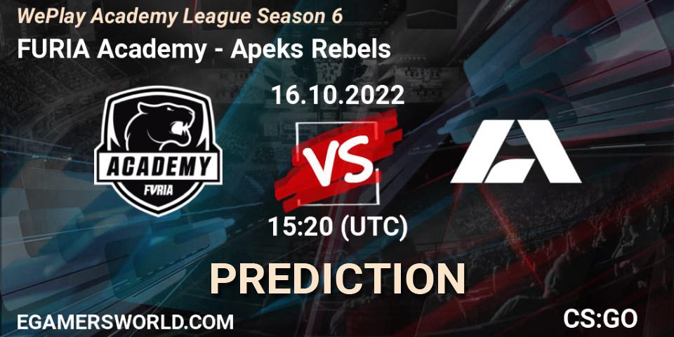 FURIA Academy vs Apeks Rebels: Match Prediction. 27.10.2022 at 20:05, Counter-Strike (CS2), WePlay Academy League Season 6