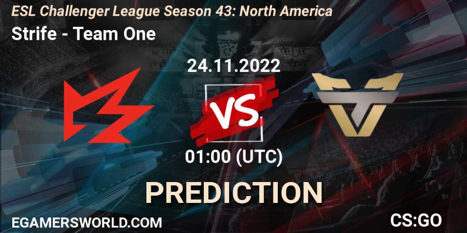 Strife vs Team One: Match Prediction. 24.11.2022 at 01:00, Counter-Strike (CS2), ESL Challenger League Season 43: North America
