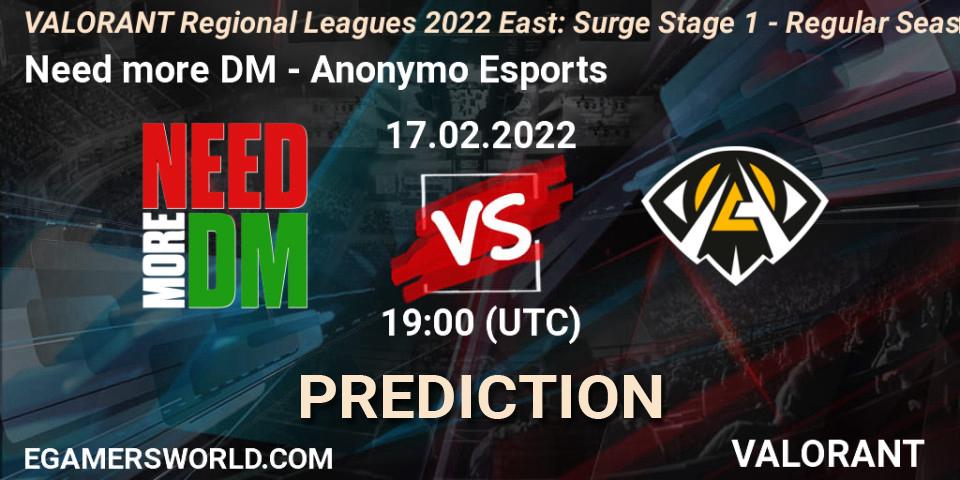 Gamerland vs Anonymo Esports: Match Prediction. 17.02.2022 at 18:20, VALORANT, VALORANT Regional Leagues 2022 East: Surge Stage 1 - Regular Season