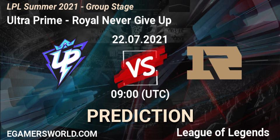 Ultra Prime vs Royal Never Give Up: Match Prediction. 22.07.21, LoL, LPL Summer 2021 - Group Stage