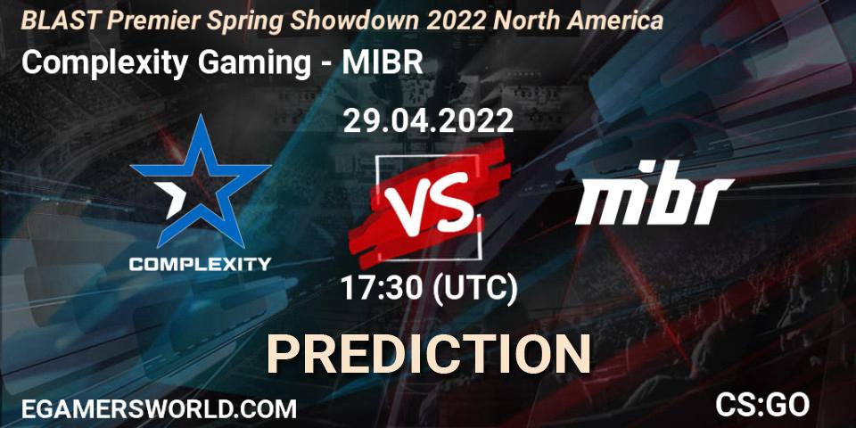 Complexity Gaming vs MIBR: Match Prediction. 29.04.2022 at 18:00, Counter-Strike (CS2), BLAST Premier Spring Showdown 2022 North America
