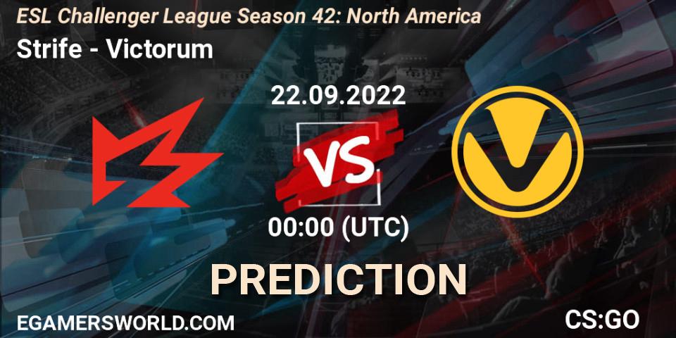 Strife vs Victorum: Match Prediction. 22.09.22, CS2 (CS:GO), ESL Challenger League Season 42: North America