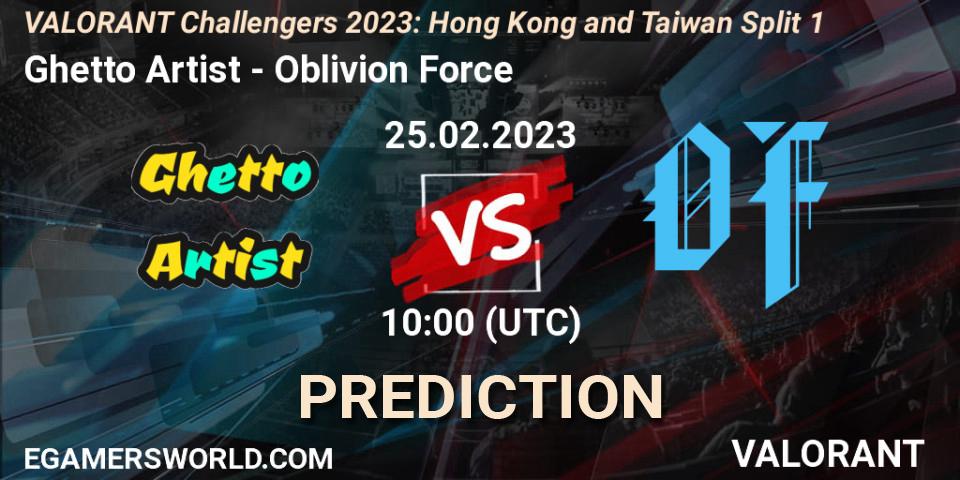 Ghetto Artist vs Oblivion Force: Match Prediction. 25.02.2023 at 08:00, VALORANT, VALORANT Challengers 2023: Hong Kong and Taiwan Split 1