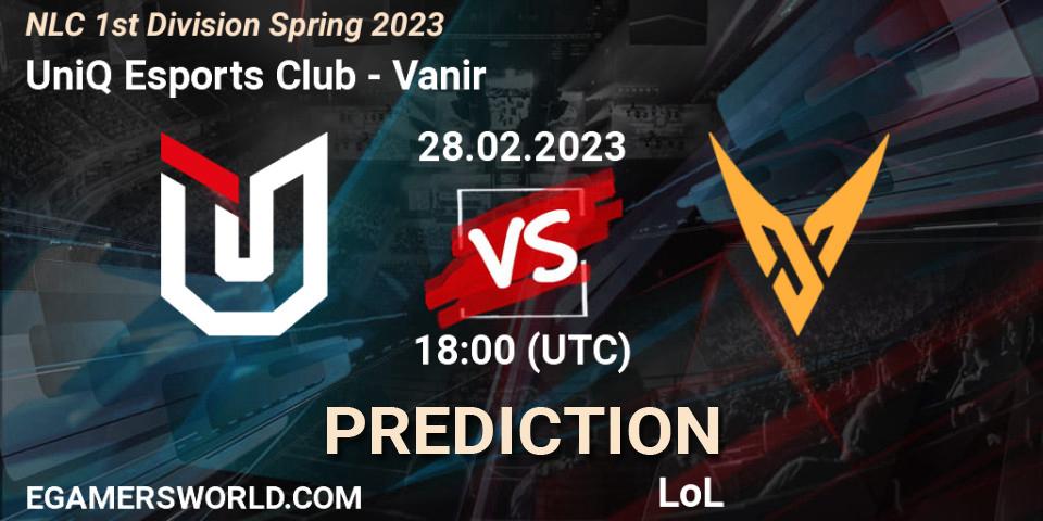 UniQ Esports Club vs Vanir: Match Prediction. 28.02.2023 at 18:00, LoL, NLC 1st Division Spring 2023