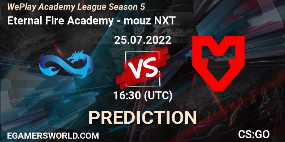 Eternal Fire Academy vs mouz NXT: Match Prediction. 25.07.2022 at 16:55, Counter-Strike (CS2), WePlay Academy League Season 5