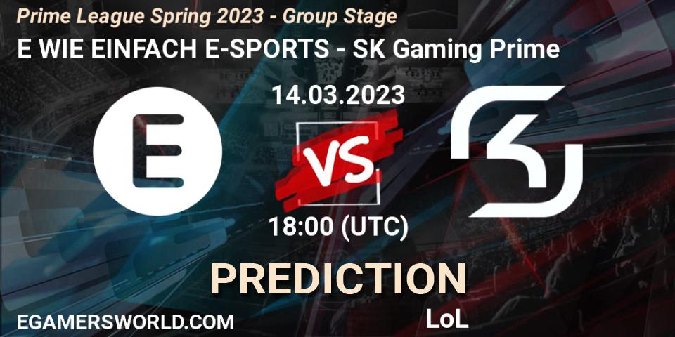 E WIE EINFACH E-SPORTS vs SK Gaming Prime: Match Prediction. 14.03.23, LoL, Prime League Spring 2023 - Group Stage