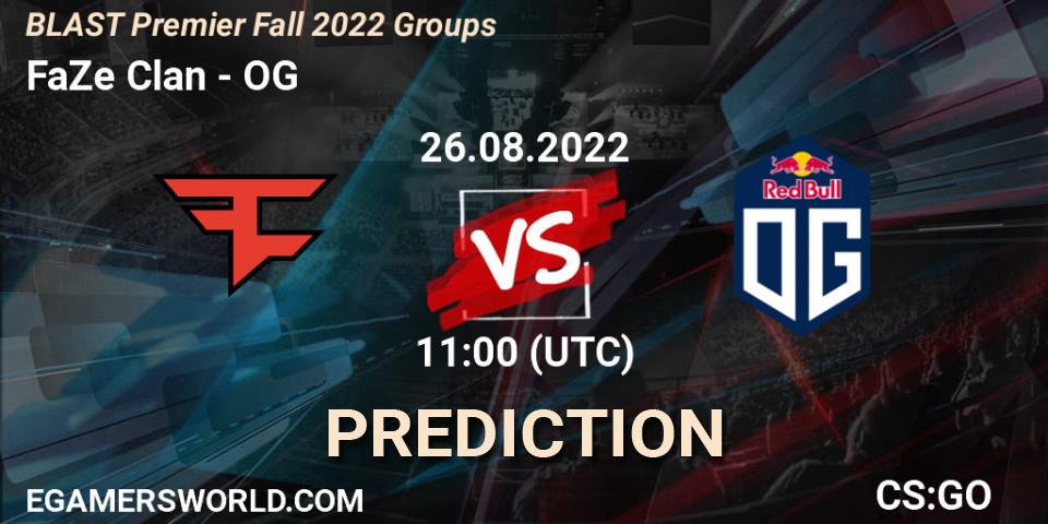 FaZe Clan vs OG: Match Prediction. 26.08.22, CS2 (CS:GO), BLAST Premier Fall 2022 Groups