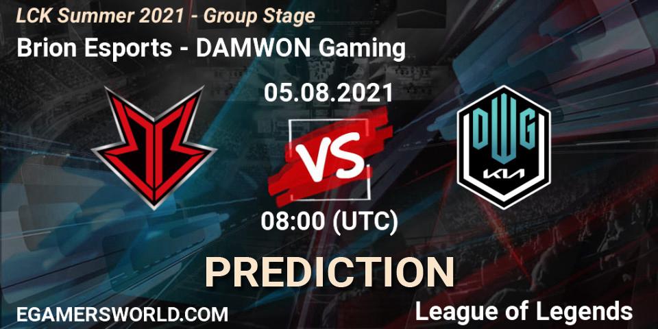 Brion Esports vs DAMWON Gaming: Match Prediction. 05.08.21, LoL, LCK Summer 2021 - Group Stage