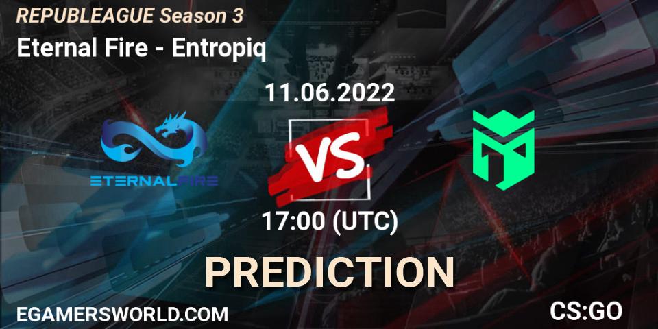 Eternal Fire vs Entropiq: Match Prediction. 11.06.2022 at 17:00, Counter-Strike (CS2), REPUBLEAGUE Season 3