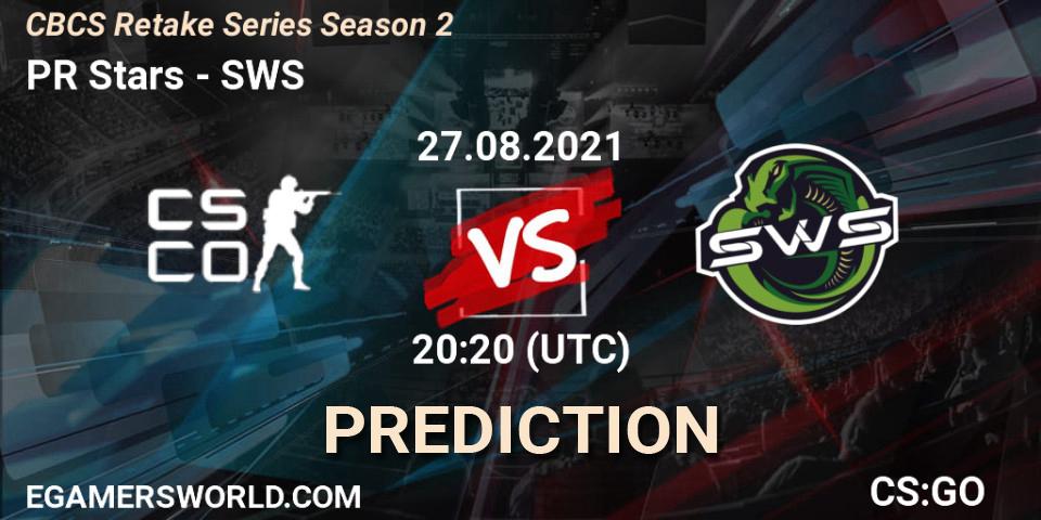 PR Stars vs SWS: Match Prediction. 27.08.2021 at 20:20, Counter-Strike (CS2), CBCS Retake Series Season 2