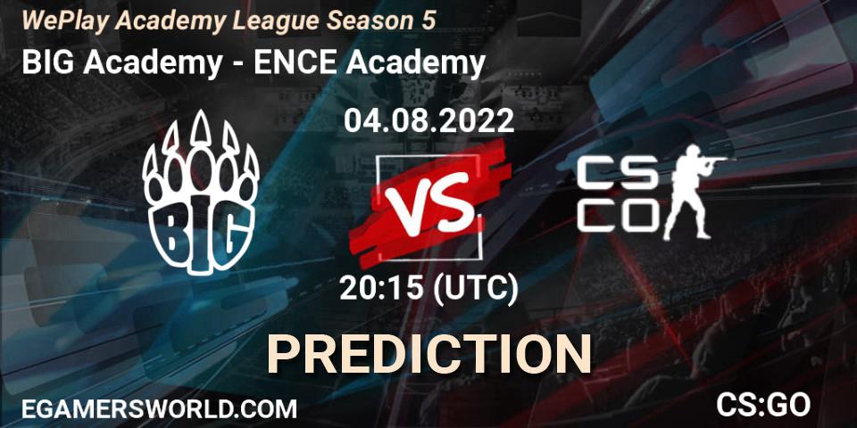 BIG Academy vs ENCE Academy: Match Prediction. 04.08.2022 at 20:15, Counter-Strike (CS2), WePlay Academy League Season 5