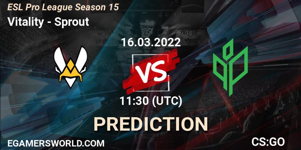 Vitality vs Sprout: Match Prediction. 16.03.2022 at 11:30, Counter-Strike (CS2), ESL Pro League Season 15