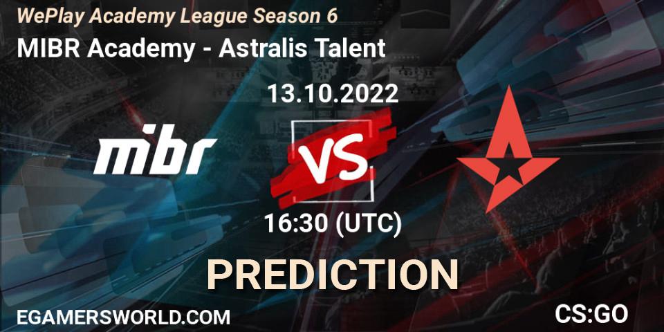 MIBR Academy vs Astralis Talent: Match Prediction. 13.10.2022 at 16:30, Counter-Strike (CS2), WePlay Academy League Season 6
