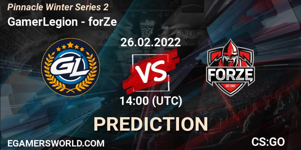 GamerLegion vs forZe: Match Prediction. 26.02.2022 at 14:00, Counter-Strike (CS2), Pinnacle Winter Series 2