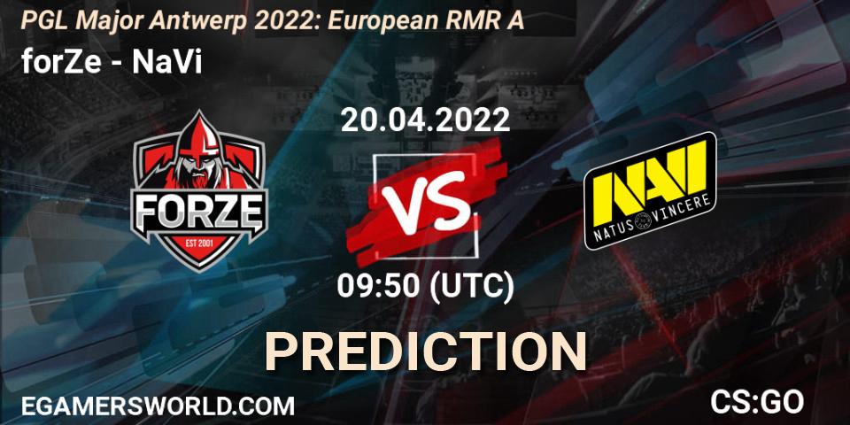 forZe vs NaVi: Match Prediction. 20.04.22, CS2 (CS:GO), PGL Major Antwerp 2022: European RMR A