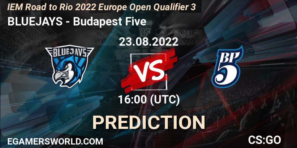 BLUEJAYS vs Budapest Five: Match Prediction. 23.08.2022 at 16:05, Counter-Strike (CS2), IEM Road to Rio 2022 Europe Open Qualifier 3
