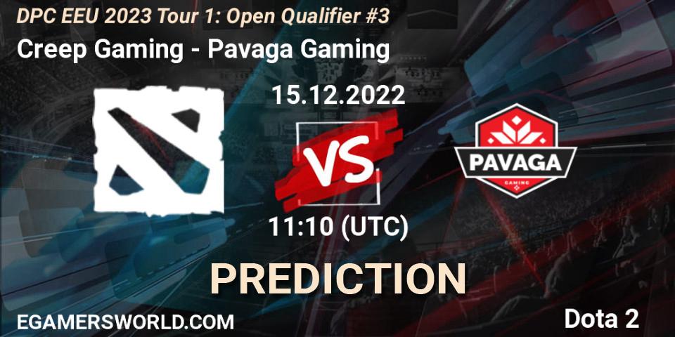 Creep Gaming vs Pavaga Gaming: Match Prediction. 15.12.22, Dota 2, DPC EEU 2023 Tour 1: Open Qualifier #3