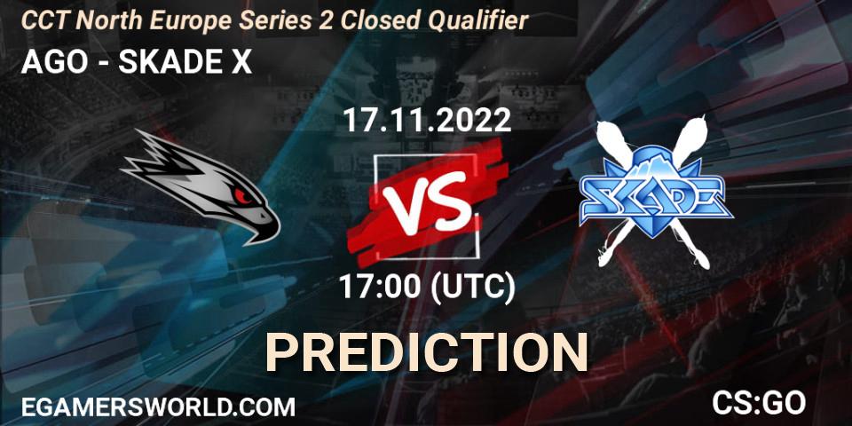 AGO vs SKADE X: Match Prediction. 17.11.2022 at 17:10, Counter-Strike (CS2), CCT North Europe Series 2 Closed Qualifier