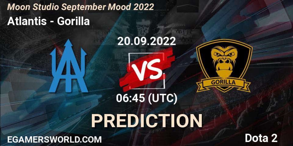 Atlantis vs Gorilla: Match Prediction. 20.09.2022 at 06:45, Dota 2, Moon Studio September Mood 2022