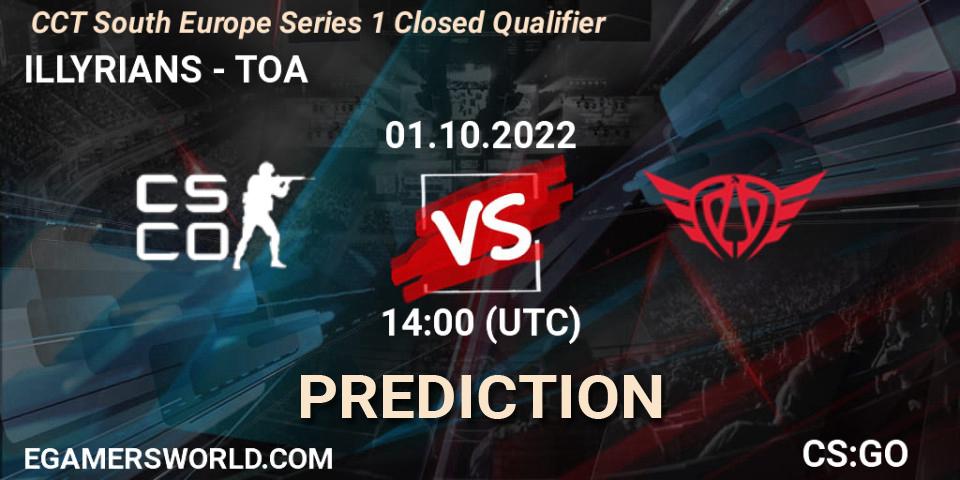 ILLYRIANS vs TOA: Match Prediction. 01.10.2022 at 14:10, Counter-Strike (CS2), CCT South Europe Series 1 Closed Qualifier