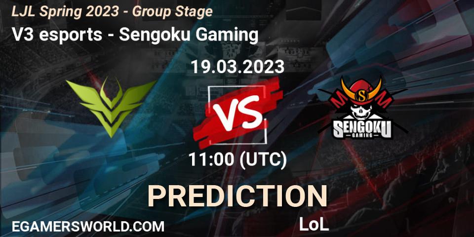 V3 esports vs Sengoku Gaming: Match Prediction. 19.03.2023 at 11:00, LoL, LJL Spring 2023 - Group Stage