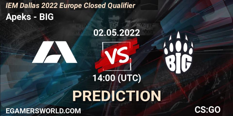 Apeks vs BIG: Match Prediction. 02.05.22, CS2 (CS:GO), IEM Dallas 2022 Europe Closed Qualifier