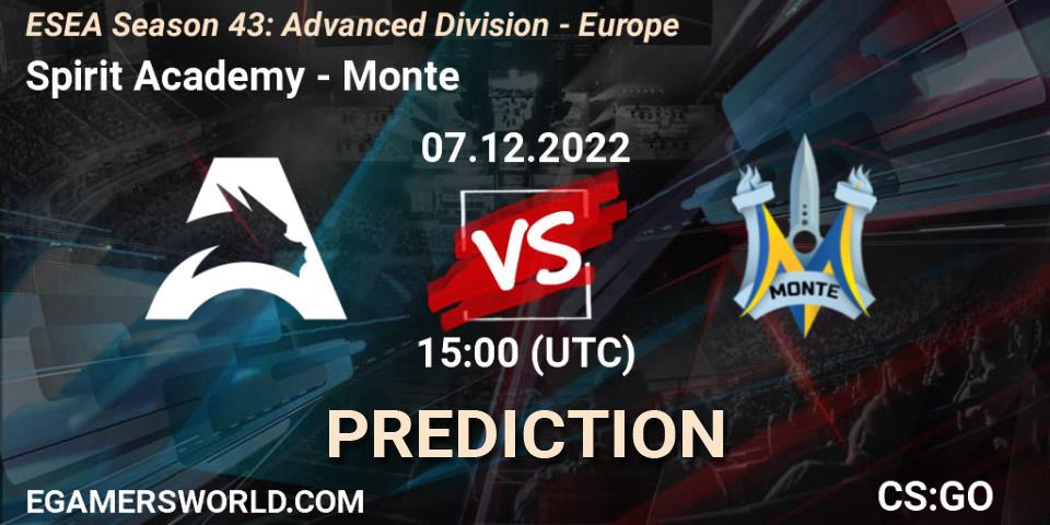 Spirit Academy vs Monte: Match Prediction. 07.12.22, CS2 (CS:GO), ESEA Season 43: Advanced Division - Europe