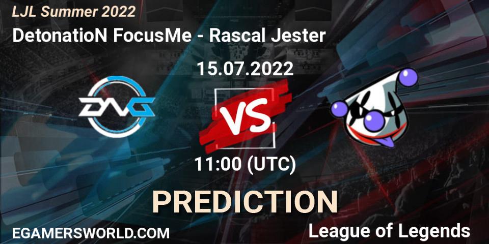 DetonatioN FocusMe vs Rascal Jester: Match Prediction. 15.07.22, LoL, LJL Summer 2022