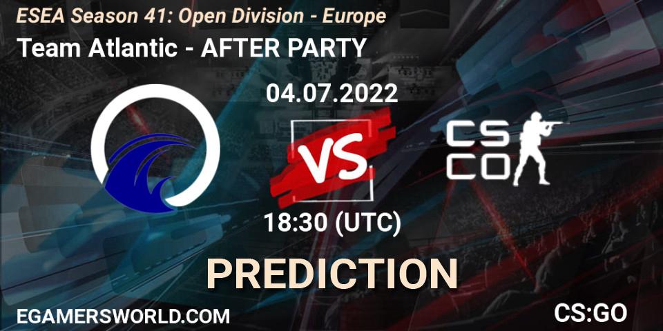 Team Atlantic vs AFTER PARTY: Match Prediction. 04.07.2022 at 17:30, Counter-Strike (CS2), ESEA Season 41: Open Division - Europe