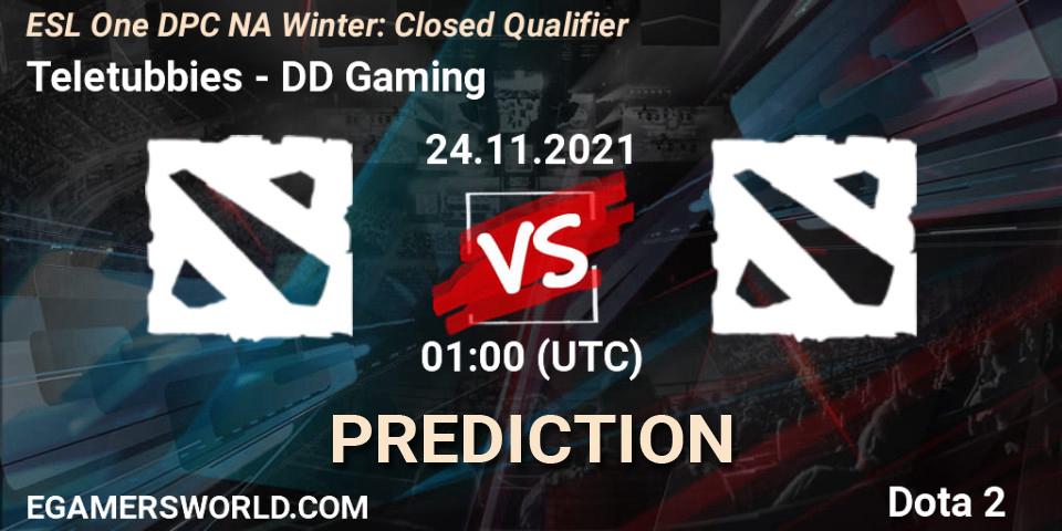 Teletubbies vs DD Gaming: Match Prediction. 25.11.2021 at 01:00, Dota 2, DPC 2022 Season 1: North America - Closed Qualifier (ESL One Winter 2021)