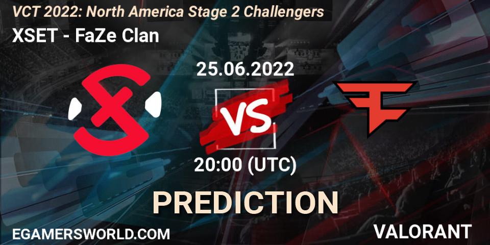 XSET vs FaZe Clan: Match Prediction. 25.06.2022 at 20:10, VALORANT, VCT 2022: North America Stage 2 Challengers