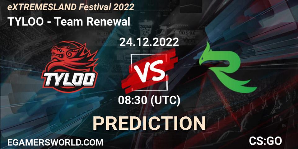 TYLOO vs Team Renewal: Match Prediction. 24.12.22, CS2 (CS:GO), eXTREMESLAND Festival 2022