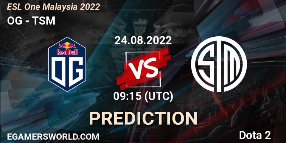 OG vs TSM: Match Prediction. 24.08.2022 at 09:15, Dota 2, ESL One Malaysia 2022