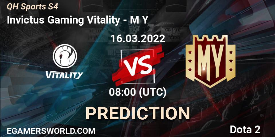 Invictus Gaming Vitality vs M Y: Match Prediction. 16.03.2022 at 08:19, Dota 2, QH Sports S4