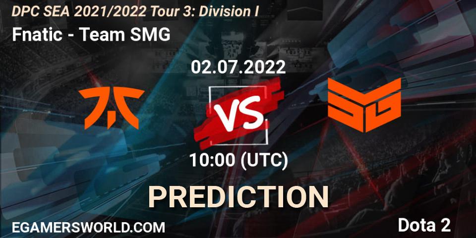 Fnatic vs Team SMG: Match Prediction. 02.07.2022 at 10:00, Dota 2, DPC SEA 2021/2022 Tour 3: Division I