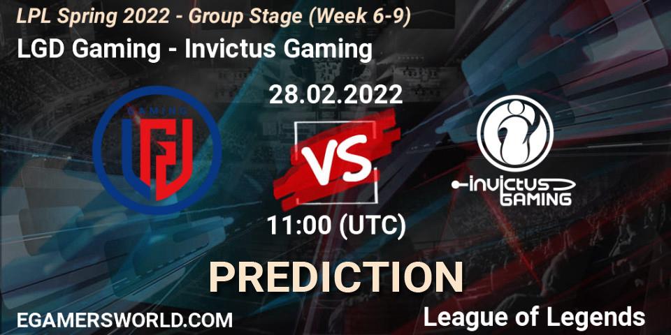 LGD Gaming vs Invictus Gaming: Match Prediction. 28.02.2022 at 11:00, LoL, LPL Spring 2022 - Group Stage (Week 6-9)