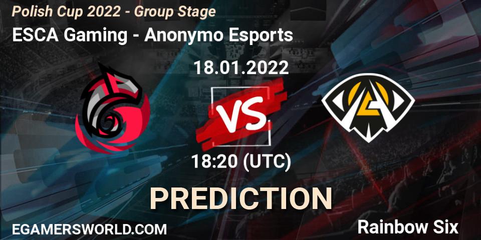 ESCA Gaming vs Anonymo Esports: Match Prediction. 18.01.2022 at 18:20, Rainbow Six, Polish Cup 2022 - Group Stage
