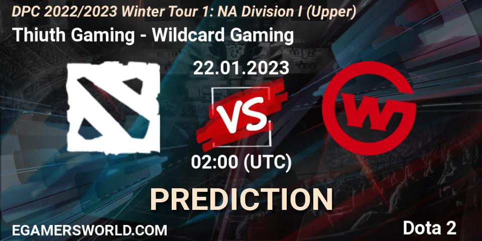 Thiuth Gaming vs Wildcard Gaming: Match Prediction. 22.01.23, Dota 2, DPC 2022/2023 Winter Tour 1: NA Division I (Upper)