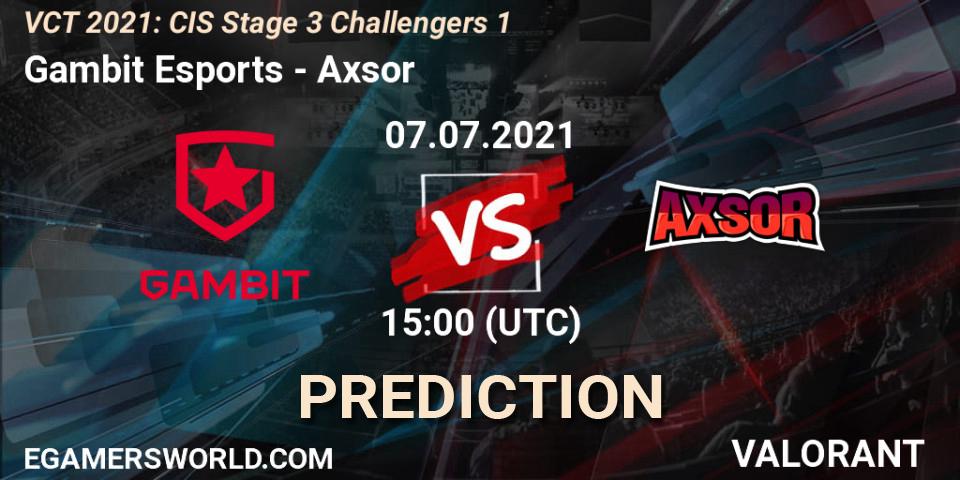 Gambit Esports vs Axsor: Match Prediction. 07.07.2021 at 15:00, VALORANT, VCT 2021: CIS Stage 3 Challengers 1