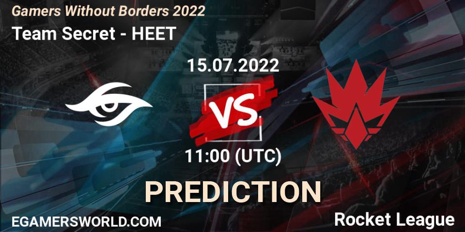 Team Secret vs HEET: Match Prediction. 15.07.2022 at 11:00, Rocket League, Gamers Without Borders 2022