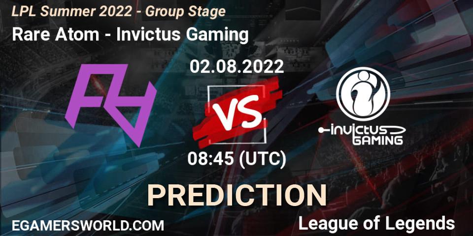 Rare Atom vs Invictus Gaming: Match Prediction. 02.08.22, LoL, LPL Summer 2022 - Group Stage