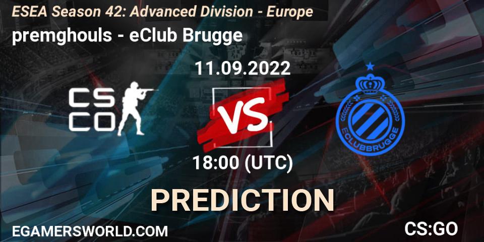 premghouls vs eClub Brugge: Match Prediction. 11.09.2022 at 18:00, Counter-Strike (CS2), ESEA Season 42: Advanced Division - Europe
