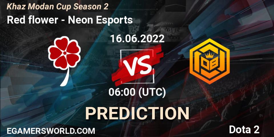 Red flower vs Neon Esports: Match Prediction. 16.06.2022 at 10:08, Dota 2, Khaz Modan Cup Season 2