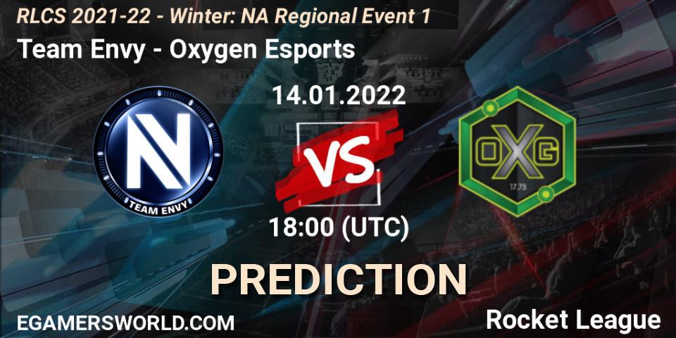 Team Envy vs Oxygen Esports: Match Prediction. 14.01.2022 at 18:00, Rocket League, RLCS 2021-22 - Winter: NA Regional Event 1