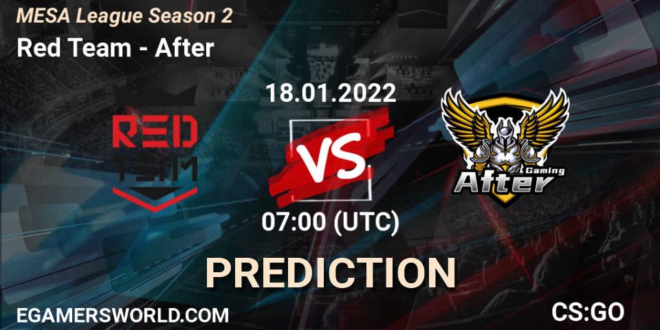 Red Team vs After: Match Prediction. 20.01.2022 at 07:00, Counter-Strike (CS2), MESA League Season 2