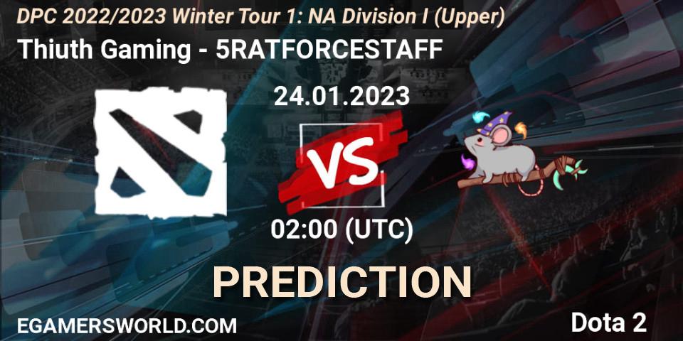 Thiuth Gaming vs 5RATFORCESTAFF: Match Prediction. 24.01.23, Dota 2, DPC 2022/2023 Winter Tour 1: NA Division I (Upper)