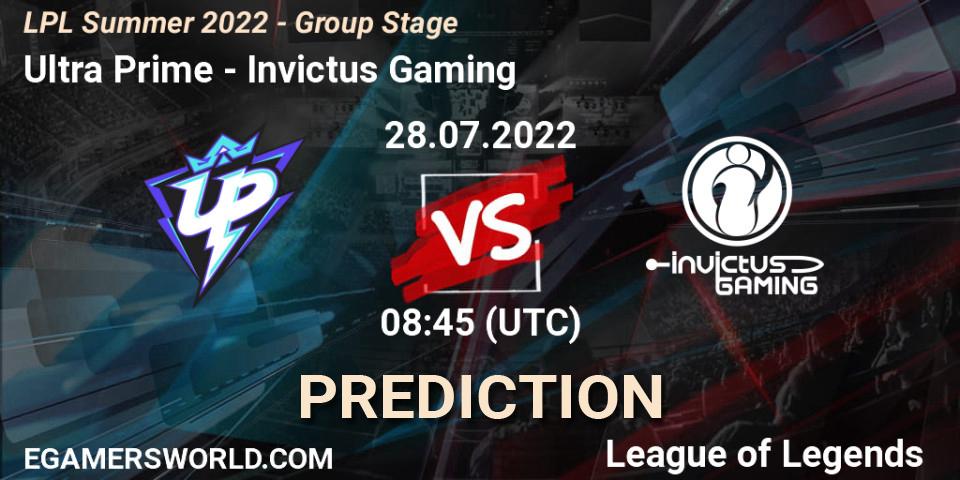 Ultra Prime vs Invictus Gaming: Match Prediction. 28.07.22, LoL, LPL Summer 2022 - Group Stage